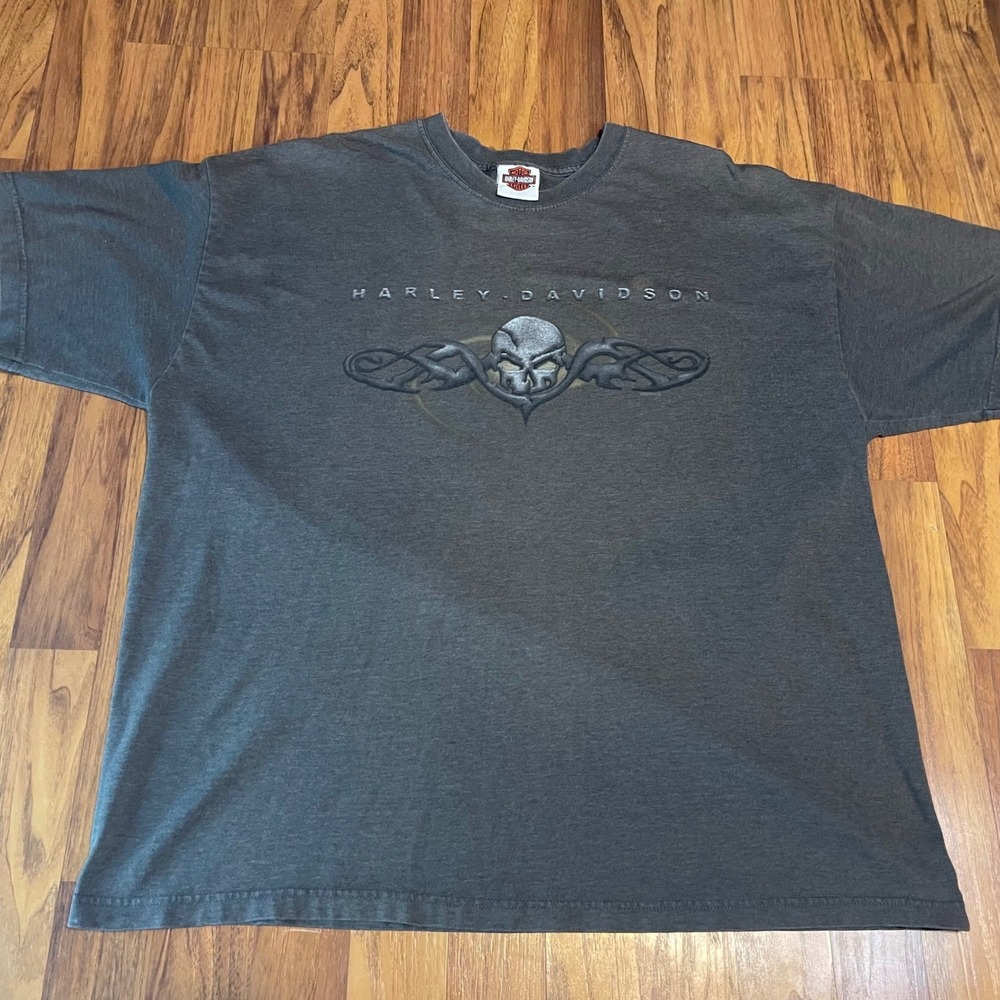 Harley Davidson Shirt Mens XL Gray Skull Tribal Eagle 2005 Vintage Hanes Beefy-T